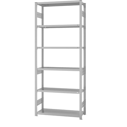 Boltless shelving unit, medium duty, double-sided, HxWxD 2500 x 1000 x 400 mm, grey, standard shelf unit.