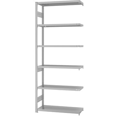 Boltless shelving unit, medium duty, double-sided, HxWxD 2500 x 1000 x 400 mm, grey, extension shelf unit.