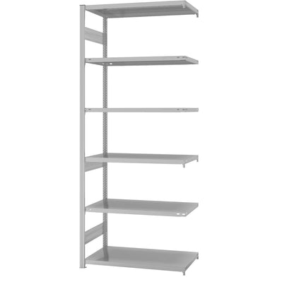 Boltless shelving unit, medium duty, double-sided, HxWxD 2500 x 1000 x 600 mm, grey, extension shelf unit.
