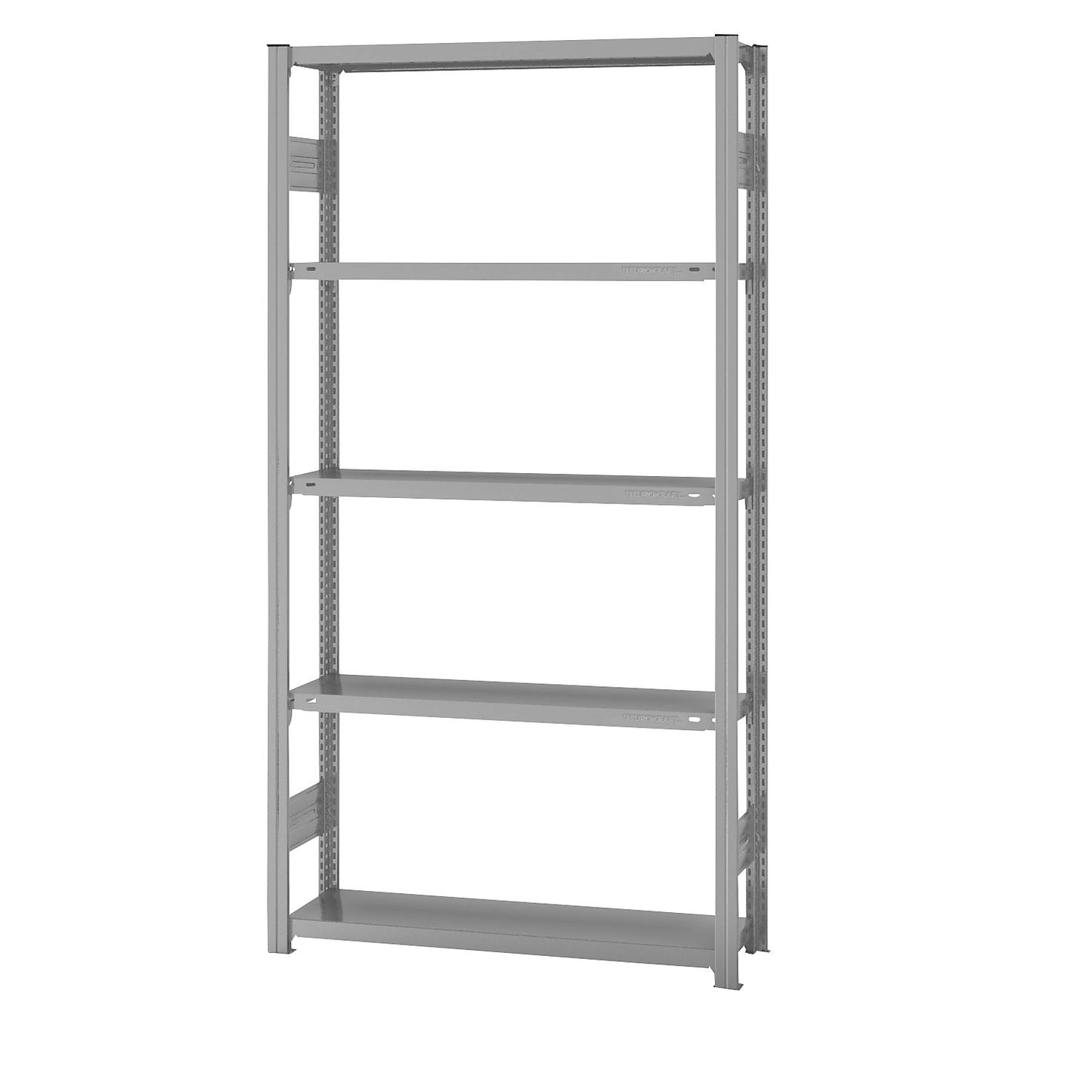 Boltless shelving unit, light duty, double-sided, HxWxD 2000 x 1000 x 300 mm, grey, basic shelf unit.