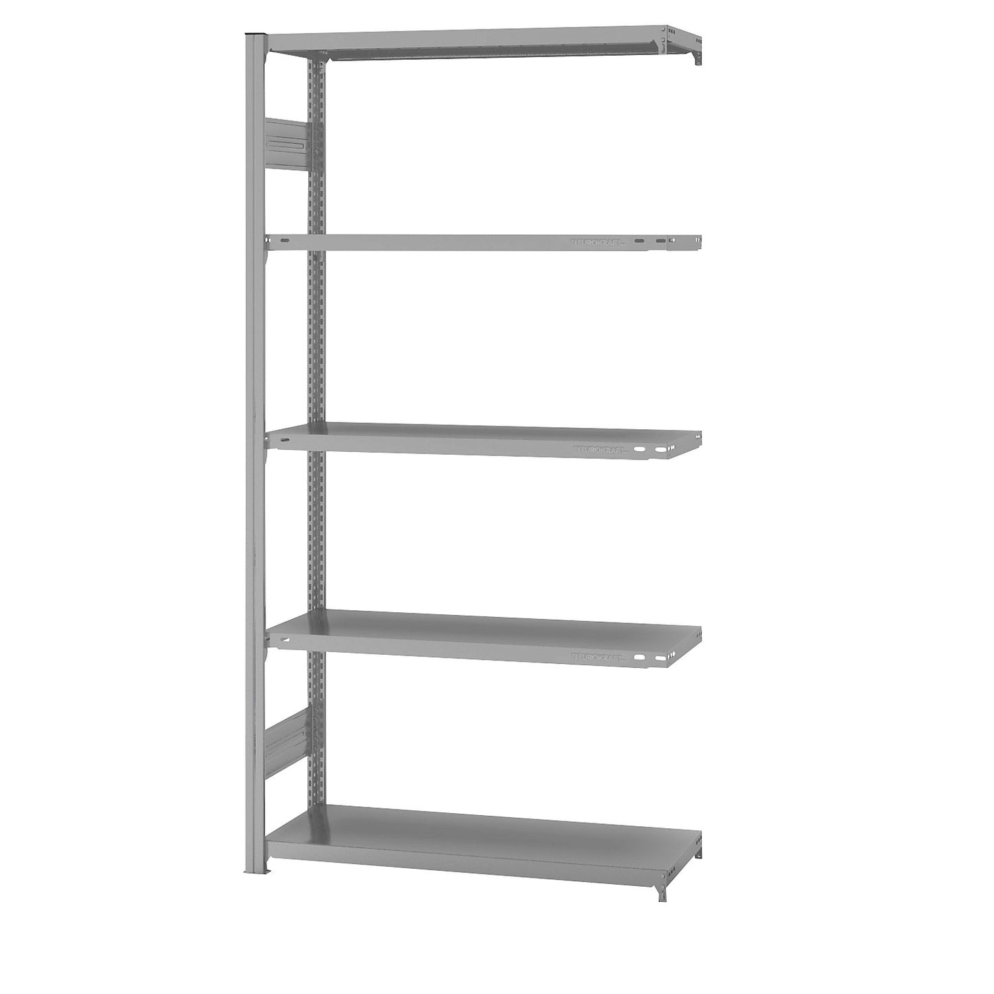 Boltless shelving unit, light duty, double-sided, HxWxD 2000 x 1000 x 400 mm, grey, extension shelf unit.