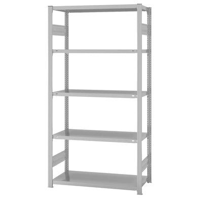 Boltless shelving unit, light duty, double-sided, HxWxD 2000 x 1000 x 500 mm, grey, standard shelf unit.