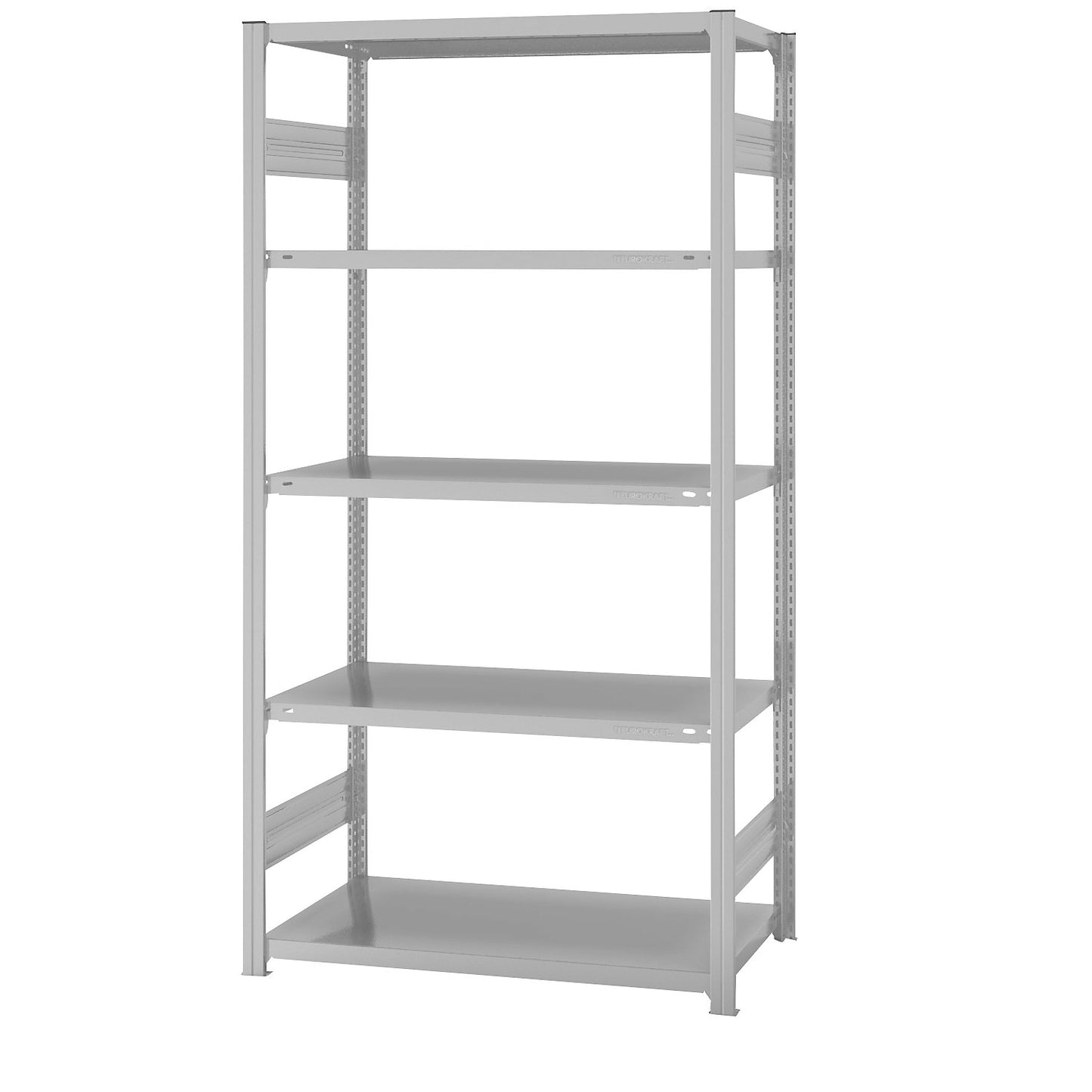 Boltless shelving unit, light duty, double-sided, HxWxD 2000 x 1000 x 600 mm, grey, standard shelf unit.