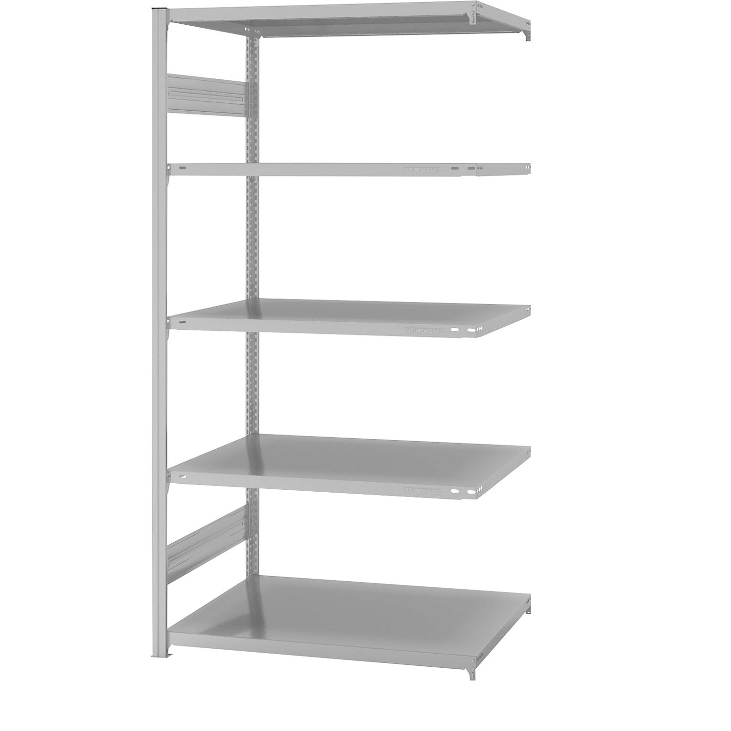 Boltless shelving unit, light duty, double-sided, HxWxD 2000 x 1000 x 800 mm, grey, extension shelf unit.