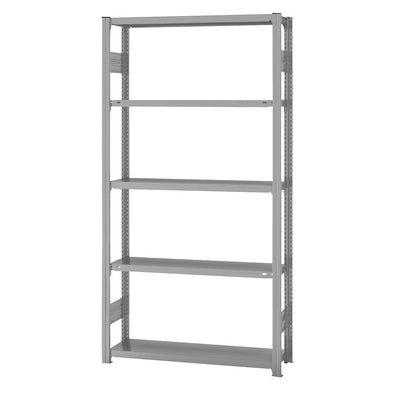 Boltless shelving unit, medium duty, double-sided, HxWxD 2000 x 1000 x 300 mm, grey, basic shelf unit.