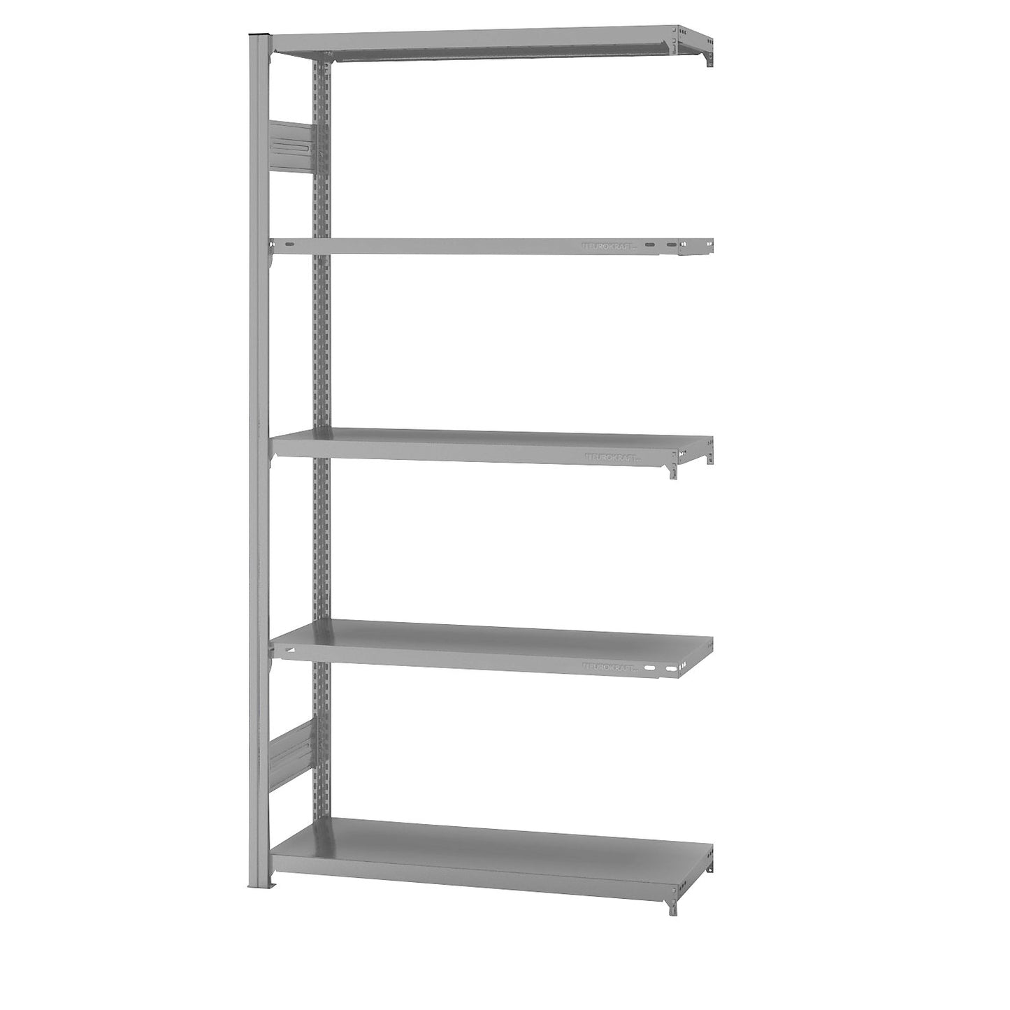 Boltless shelving unit, medium duty, double-sided, HxWxD 2000 x 1000 x 400 mm, grey, extension shelf unit.