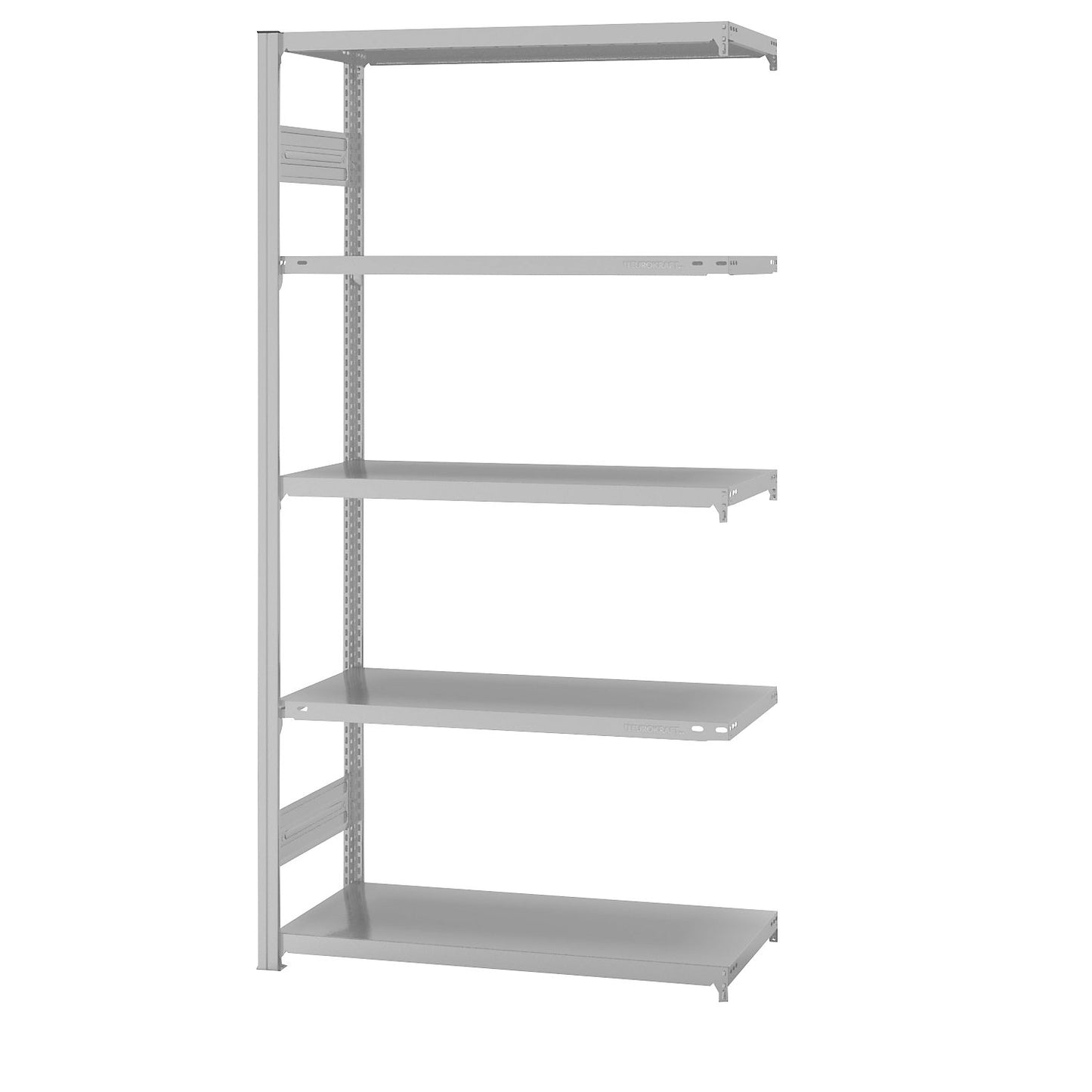 Boltless shelving unit, medium duty, double-sided, HxWxD 2000 x 1000 x 500 mm, grey, extension shelf unit.