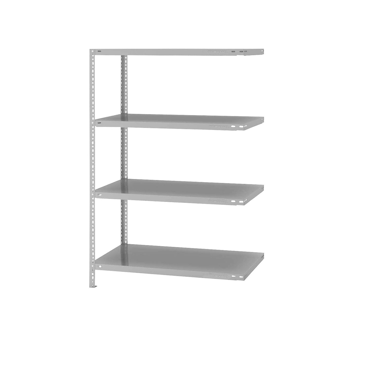 Storage bolt-together shelving, medium-duty, double-sided, HxWxD 1500 x 1000 x 600 mm, light grey, extension shelf unit.