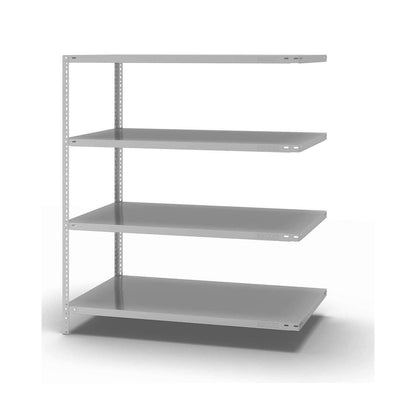 Bolt-together shelving, light duty, double-sided, HxWxD 1500 x 1300 x 800 mm, grey, extension shelf unit.