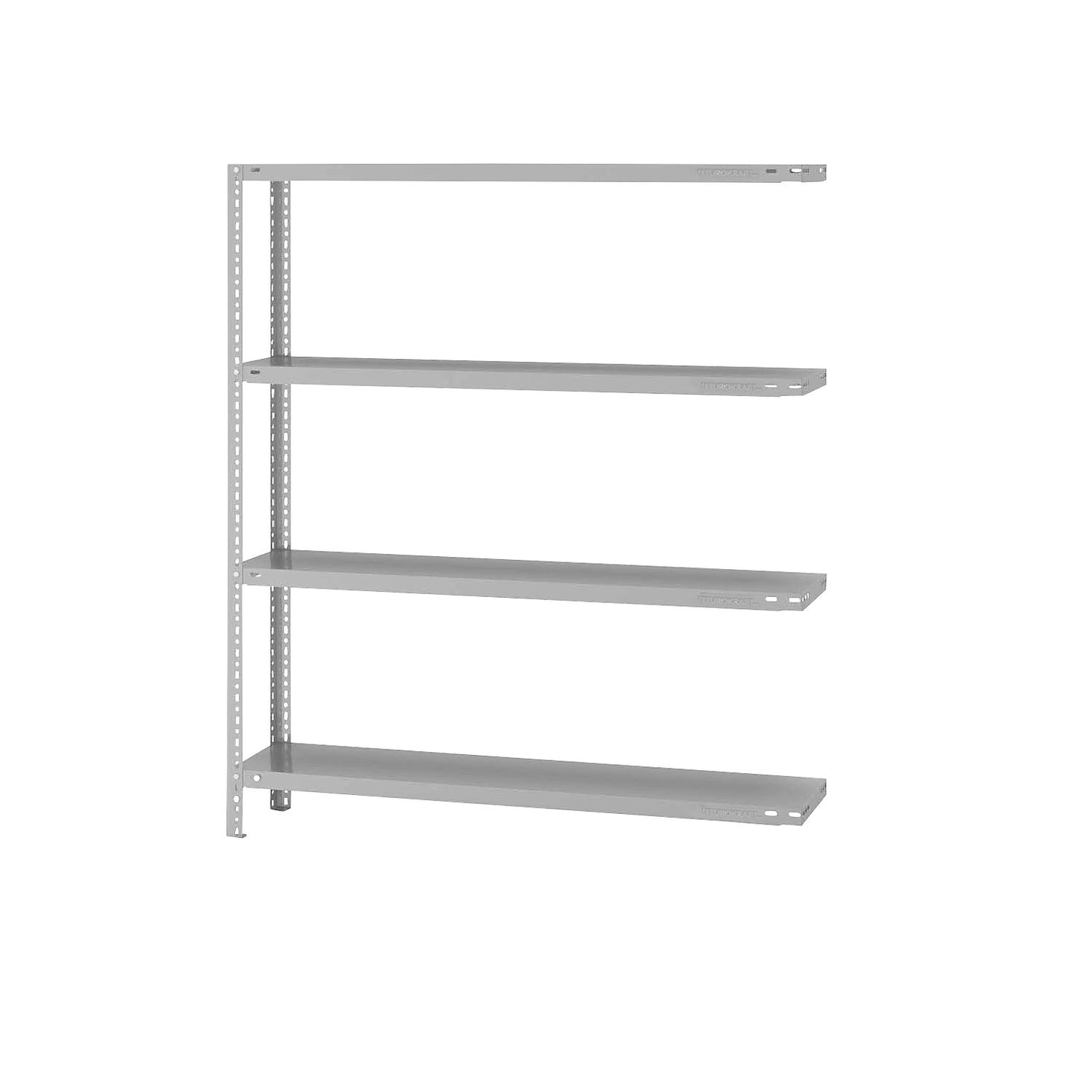 Storage bolt-together shelving, medium-duty, double-sided, HxWxD 1500 x 1300 x 300 mm, light grey, extension shelf unit.