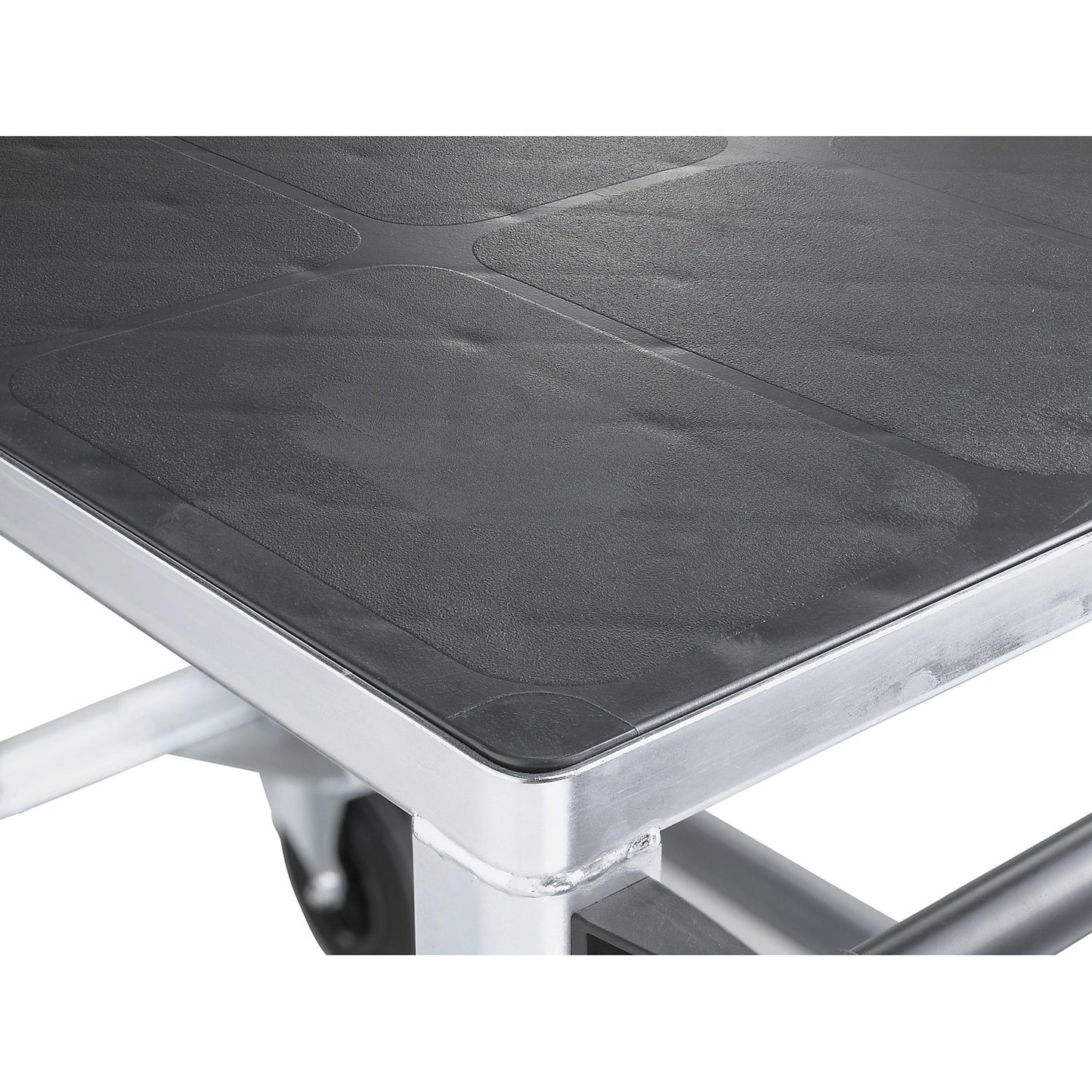 Assembly trolley, max. load 500 kg, 2 plastic shelves, shelf 1050 x 700 mm, zinc plated frame.