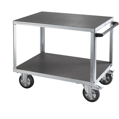 Assembly trolley, max. load 1000 kg, 2 shelves made of phenolic plywood, shelf 1050 x 700 mm, zinc plated frame.