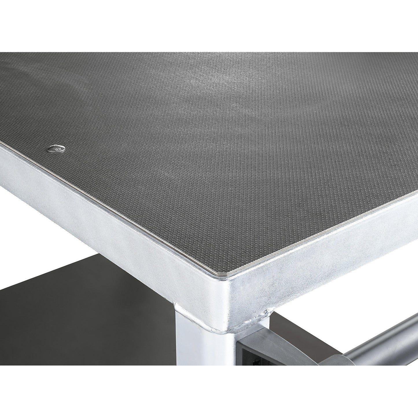 Assembly trolley, max. load 1000 kg, 2 shelves made of phenolic plywood, shelf 1050 x 700 mm, light blue frame.
