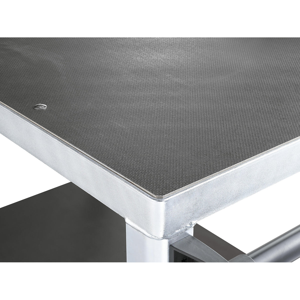 Assembly trolley, max. load 1000 kg, 2 shelves made of phenolic plywood, shelf 1050 x 700 mm, zinc plated frame.