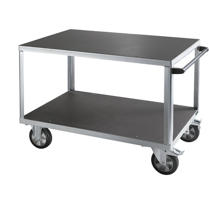 Assembly trolley, max. load 1000 kg, 2 shelves made of phenolic plywood, shelf 1250 x 800 mm, zinc plated frame.