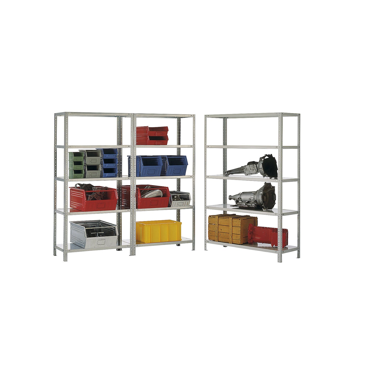 Heavy duty bolt-together shelving, light grey RAL 7035, shelf unit height 1500 mm, standard shelf, width x depth 1300 x 800 mm.
