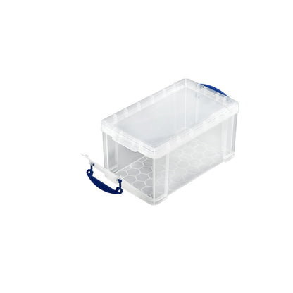 REALLY USEFUL stacking container, with lid and front flap, capacity 8 l, LxWxH 340 x 200 x 175 mm, pack of 4.