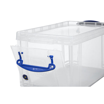 REALLY USEFUL stacking container, with lid and front flap, capacity 8 l, LxWxH 340 x 200 x 175 mm, pack of 4.