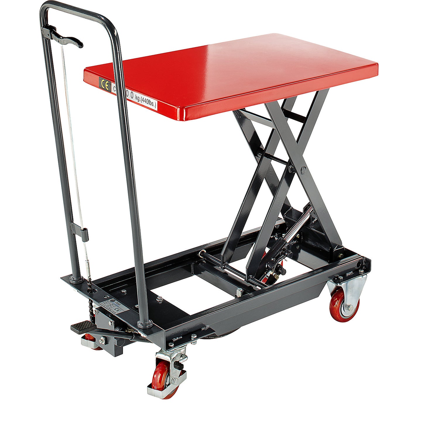 Lifting platform trolley, lifting range 265 - 755 mm, max. load 200 kg.