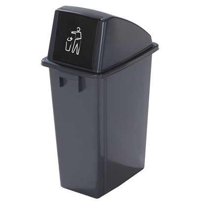 Robust recyclable waste collector, with high lid, capacity 60 l, access flap.