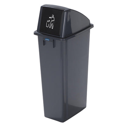 Robust recyclable waste collector with lid, capacity 80 l, raised lid, access flap.