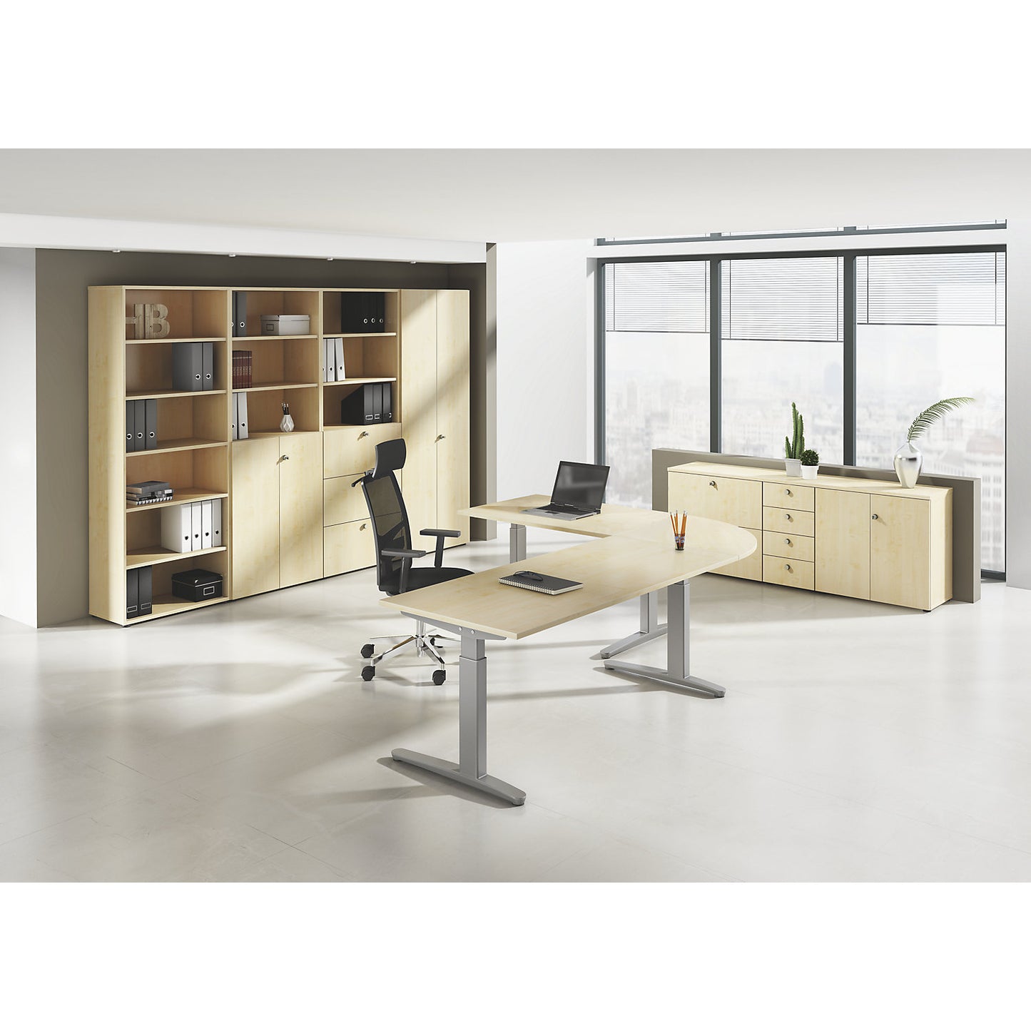 ANNY - Desk with C-foot frame, height adjustable 650 - 850 mm, width 1200 mm, walnut finish / white aluminium.