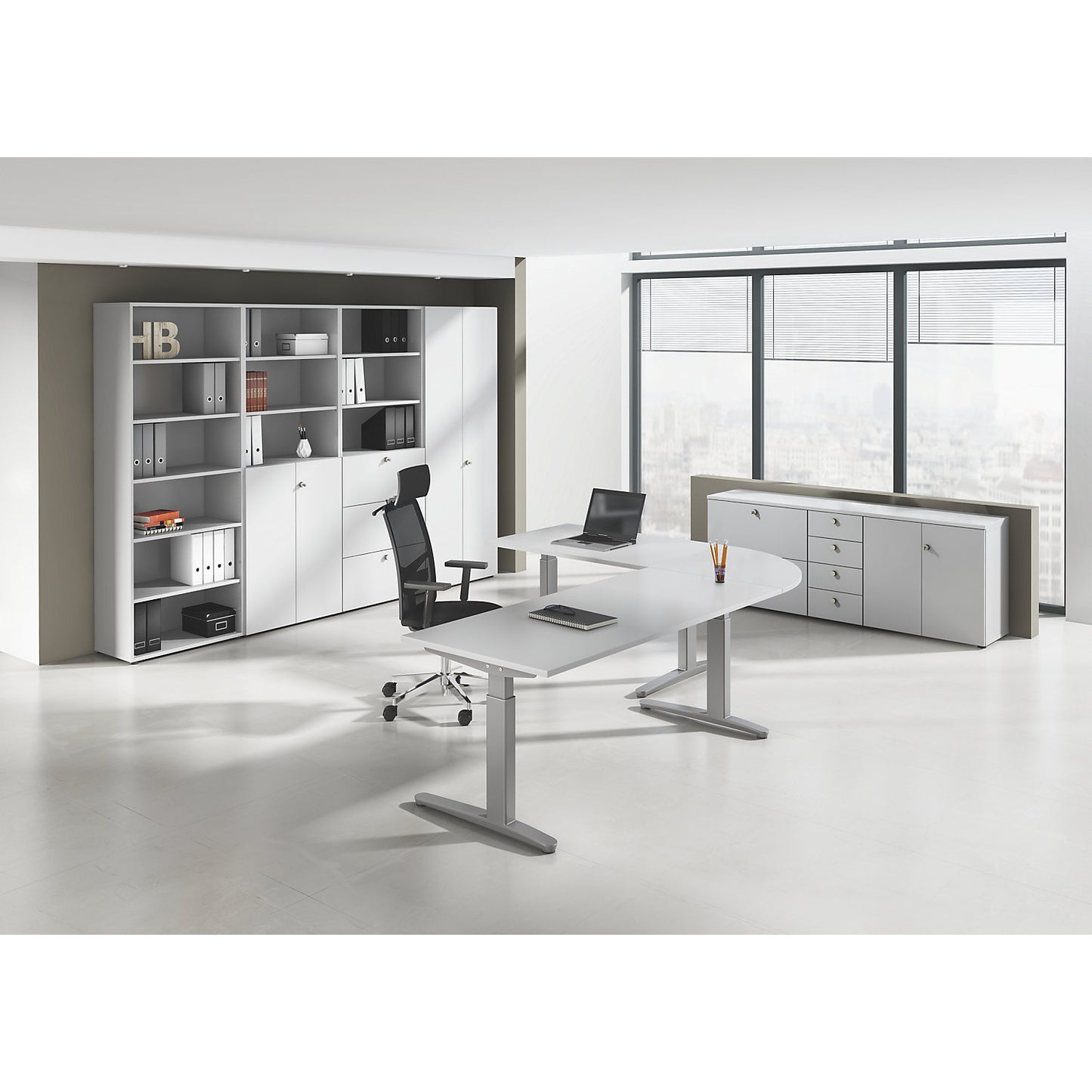 ANNY - Desk with C-foot frame, height adjustable 650 - 850 mm, width 1600 mm, light grey / white aluminium.