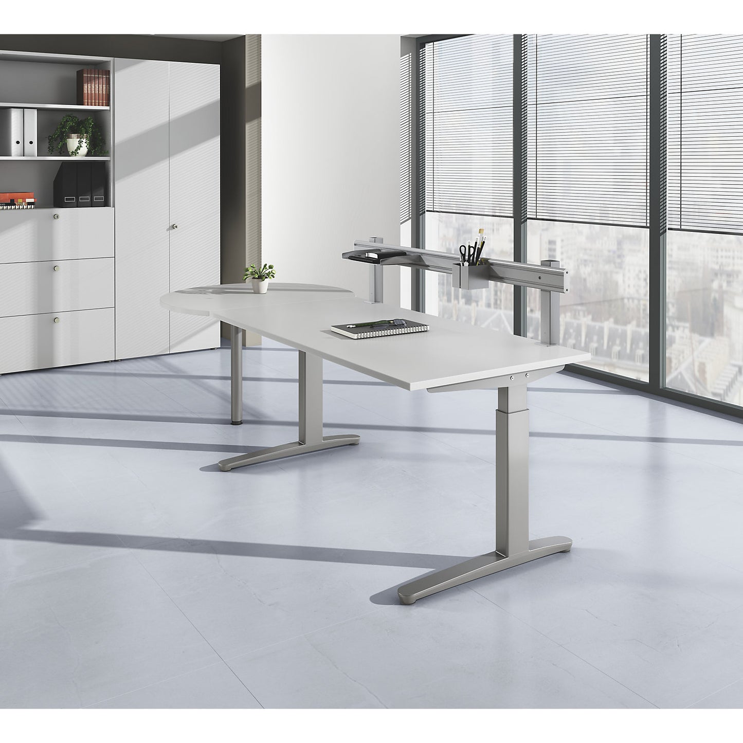 ANNY - Add-on table, incl. support leg, oak / aluminium silver.