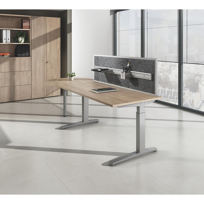 ANNY - Desk with C-foot frame, height adjustable 650 - 850 mm, width 1200 mm, white / aluminium silver.