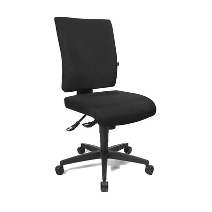 COMFORT office swivel chair, height adjustable back rest, black cover.