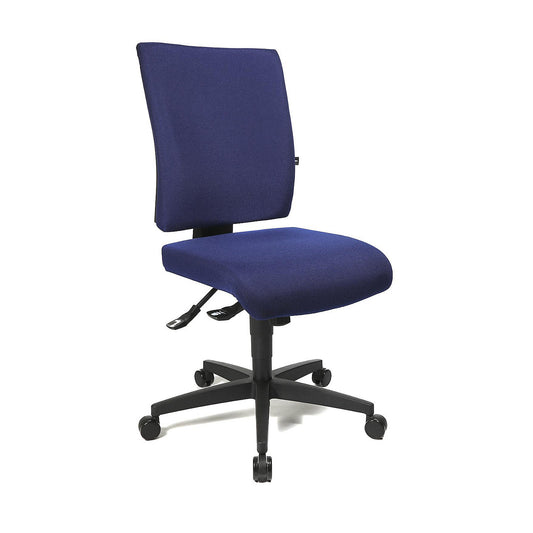 COMFORT office swivel chair, height adjustable back rest, royal blue cover.