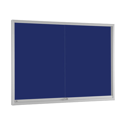 Sliding door display case, for 18 x A4, gentian blue.