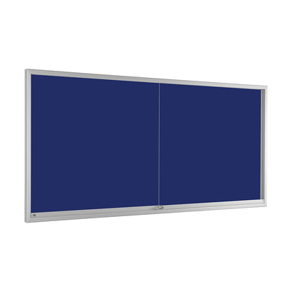 Sliding door display case, for 24 x A4, gentian blue.