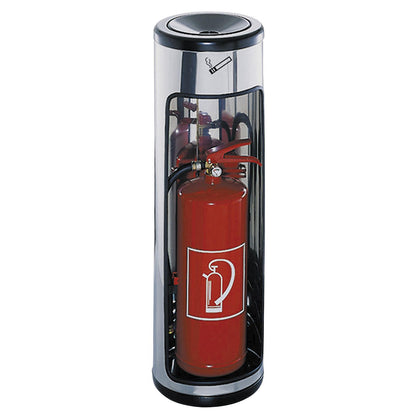 Ashtray with recess for fire extinguisher, made of stainless steel, Ø 305 mm.