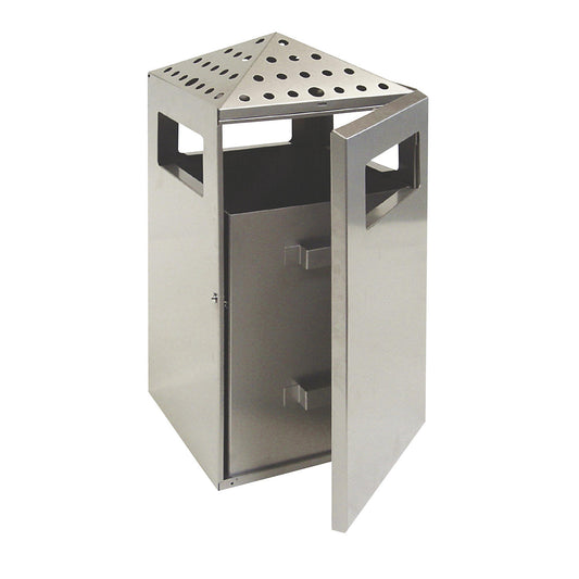 Combination ashtray, capacity 75 l, WxHxD 396 x 919 x 425 mm, stainless steel.