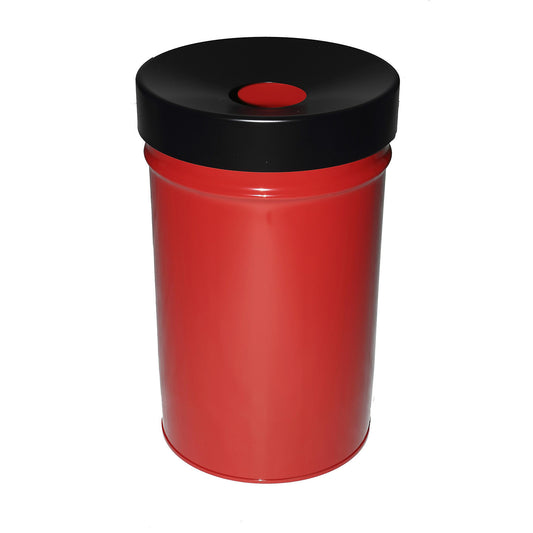 Waste collector, self extinguishing, capacity 60 l, HxØ 630 x 392 mm, red.