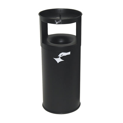 Safety combination ashtray, flame extinguishing, sheet steel, capacity 25 l, HxØ 800 x 250 mm, black.