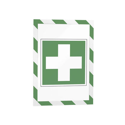 DURAFRAME® MAGNETIC SECURITY information frame, for A4, magnetic, pack of 10, green / white frame.