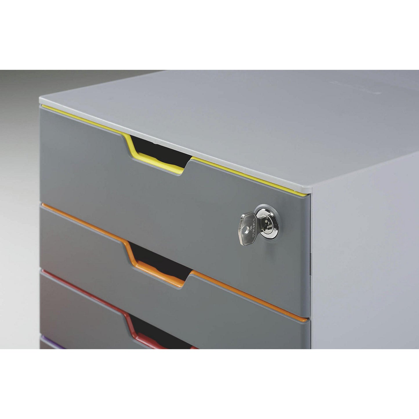 VARICOLOR® drawer box, HxWxD 292 x 280 x 356 mm, lockable, 4 drawers, grey.