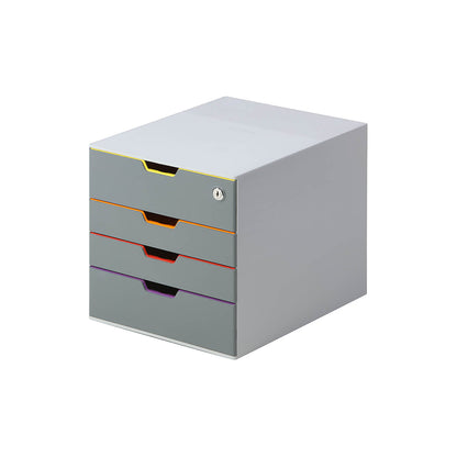 VARICOLOR® drawer box, HxWxD 292 x 280 x 356 mm, lockable, 4 drawers, grey.