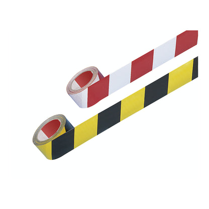 Self-adhesive warning and marking tape, black / yellow, pack of 3 rolls.