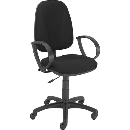 JUPITER office swivel chair, frame in black, without arm rests, synchronous mechanism, black cover.