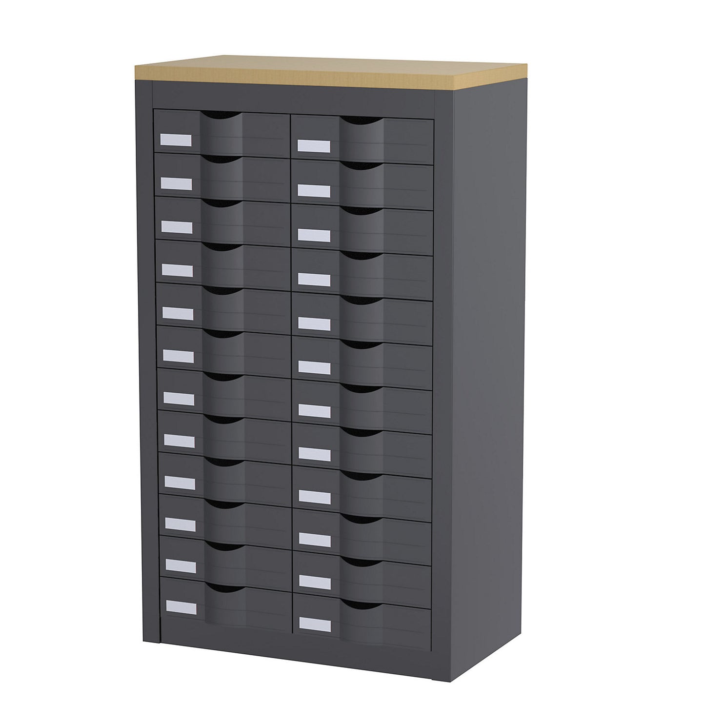 Sorting station, with drawers, 2 rows, 24 drawers, charcoal.