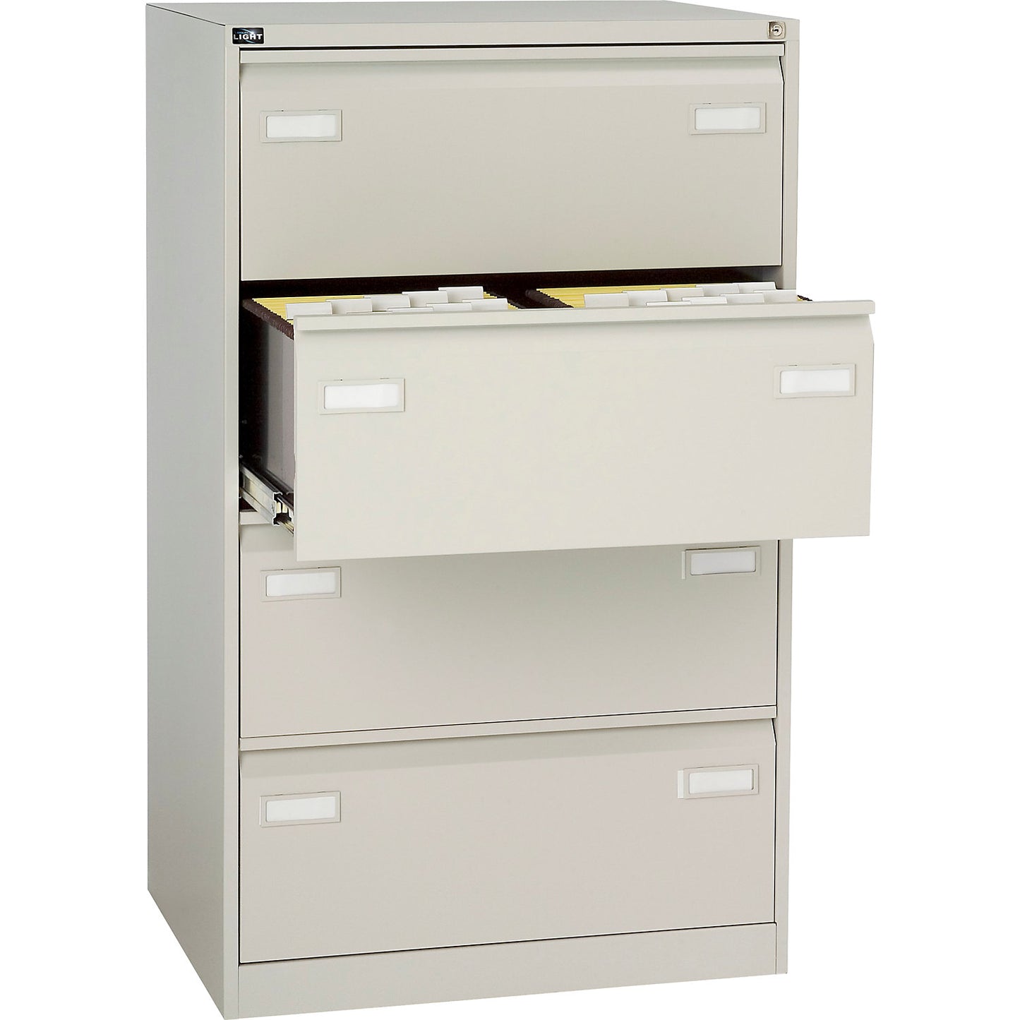 LIGHT suspension file cabinet, 2-track, 4 drawers, A4 landscape, light grey.