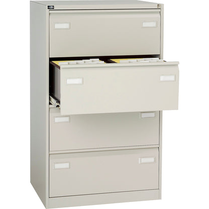 LIGHT suspension file cabinet, 2-track, 4 drawers, A4 landscape, light grey.