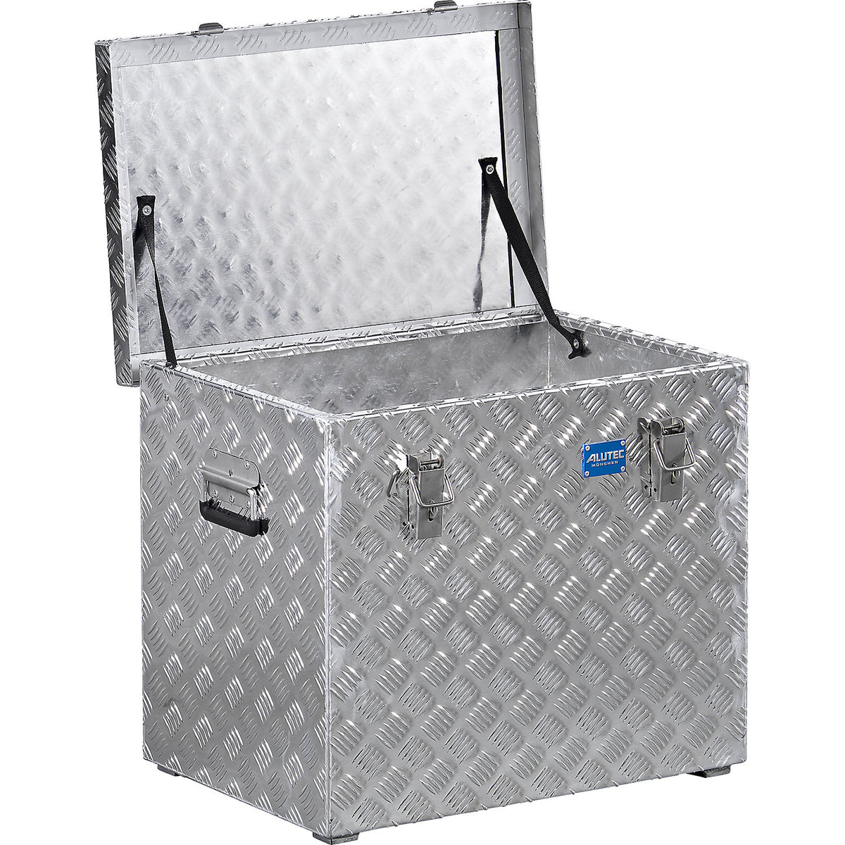 Aluminium chequer plate transport case, without gas pressure spring, capacity 120 l.