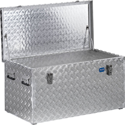 Aluminium chequer plate transport case, with gas pressure spring, capacity 250 l.