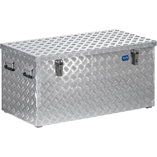 Aluminium chequer plate transport case, with gas pressure spring, capacity 250 l.