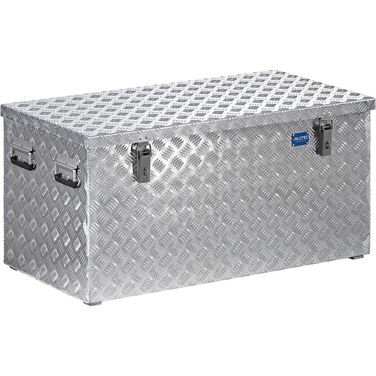 Aluminium chequer plate transport case, with gas pressure spring, capacity 250 l.