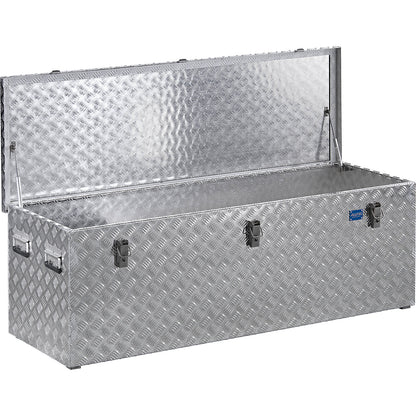 Aluminium chequer plate transport case, with gas pressure spring, capacity 375 l.
